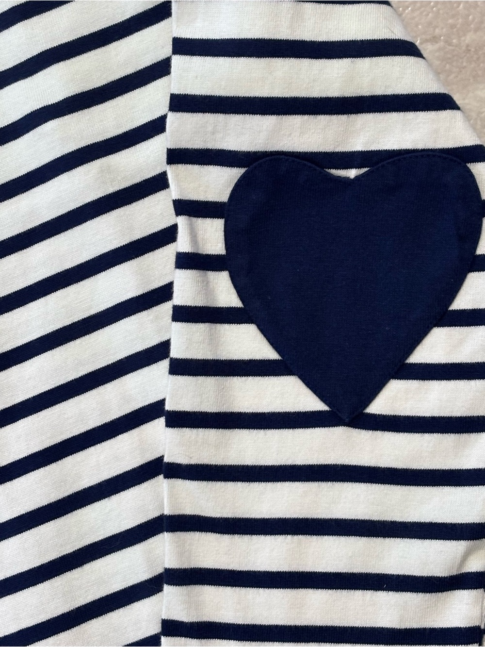 J.Crew NWT Boatneck Heart Elbow Patch Breton Navy White Coastal Top Small - Picture 9 of 11